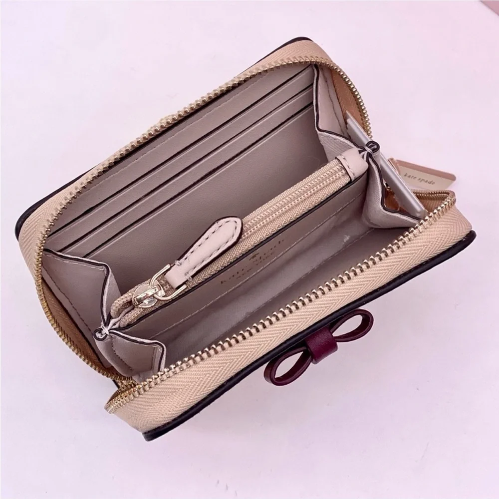 NWT Kate Spade / Wrapping Party - Glittering Rose Gold / Small Zip Card Wallet